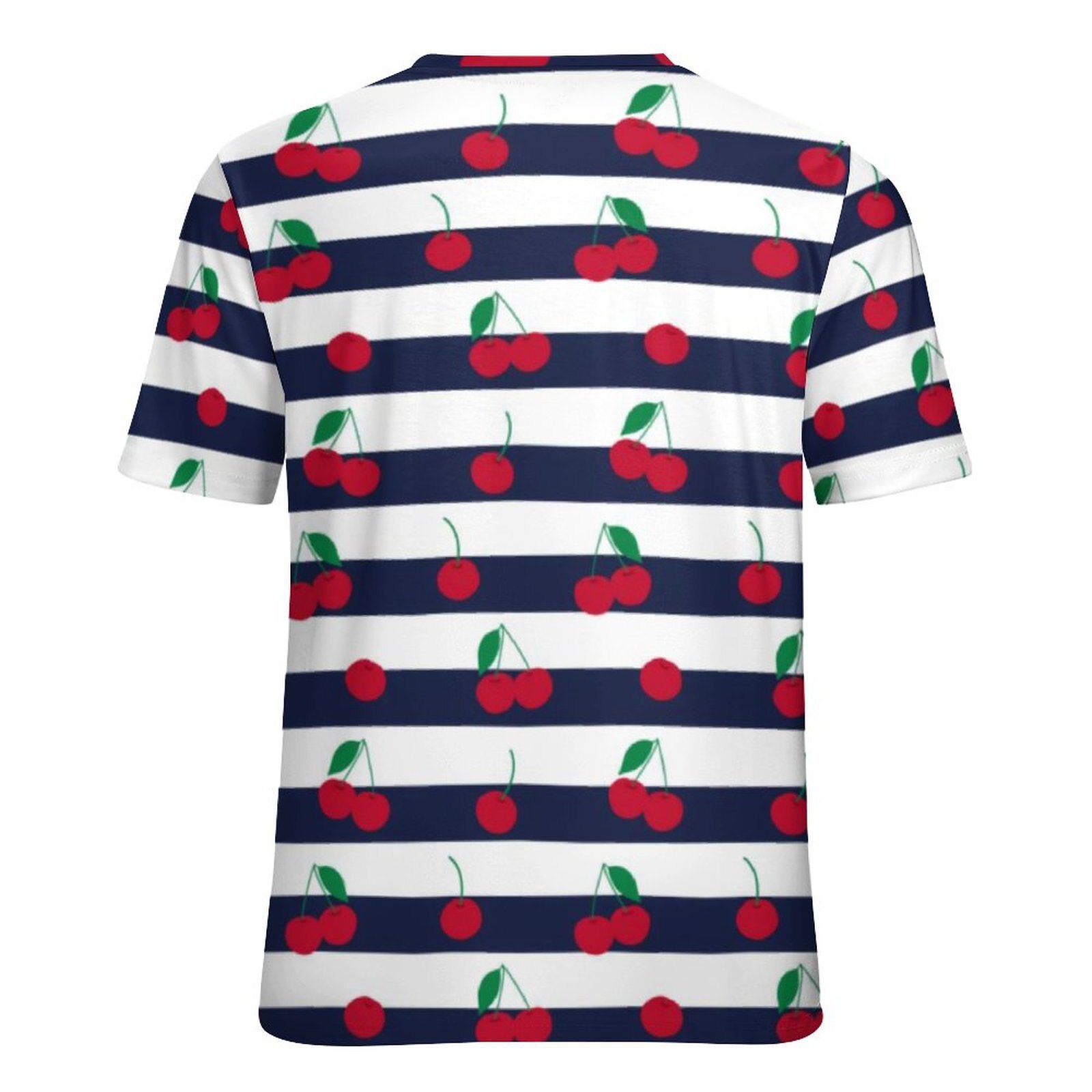 Cute Cherry T Shirt Black Striped Print Elegant T-Shirts Short Sleeve Streetwear Tshirt Beach Design Tees Big Size 5XL 6XL