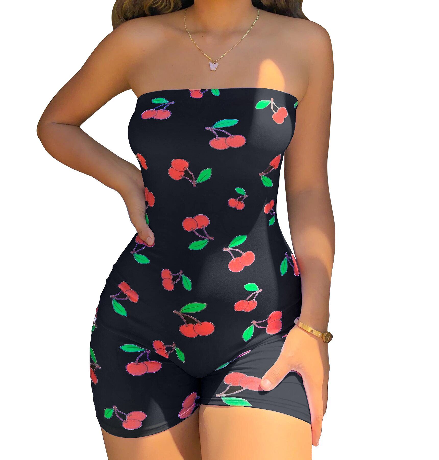 Women Summer Short Close-fitting Sexy Playsuit, Boat Neck Sleeveless Off-the-shoulder Pink/ Black/ Orange/ White