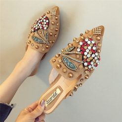 Big Size Crystal CHERRY Mules Metalic Pointed toe - Image 2