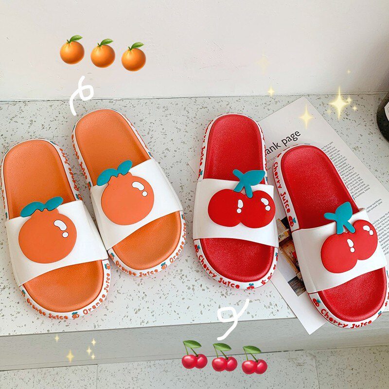 comemore Summer Shoes Beach Slides Women Men Casual Slippers Cartoon Fruits Thick Soled Sandals Bathroom Flip Flops Zapatillas