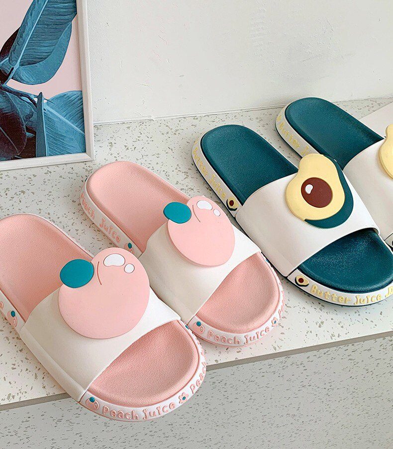 comemore Summer Shoes Beach Slides Women Men Casual Slippers Cartoon Fruits Thick Soled Sandals Bathroom Flip Flops Zapatillas