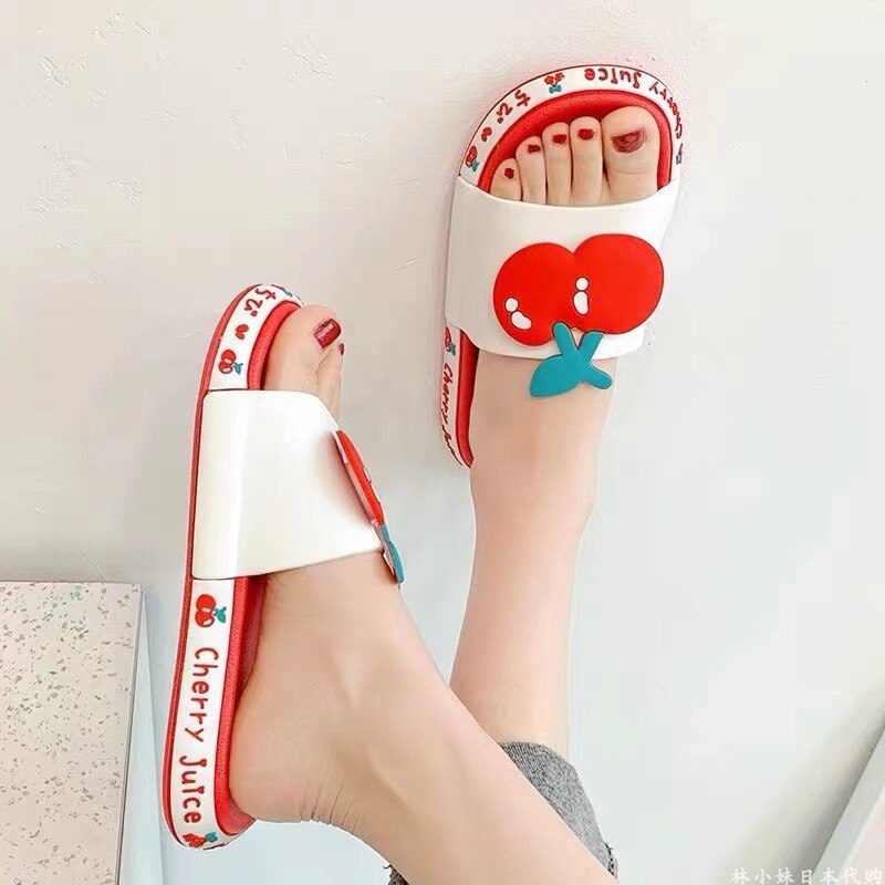 comemore Summer Shoes Beach Slides Women Men Casual Slippers Cartoon Fruits Thick Soled Sandals Bathroom Flip Flops Zapatillas