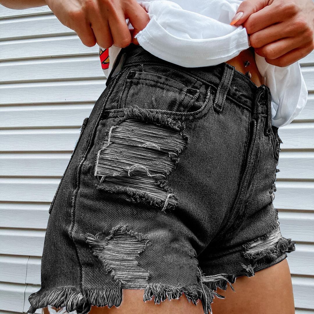 Sexy Heart Print Jean Shorts Women Casual 2023 Summer Fashion harajuku Streetwear Fur-Lined Leg-Openings Denim Booty Shorts y2k