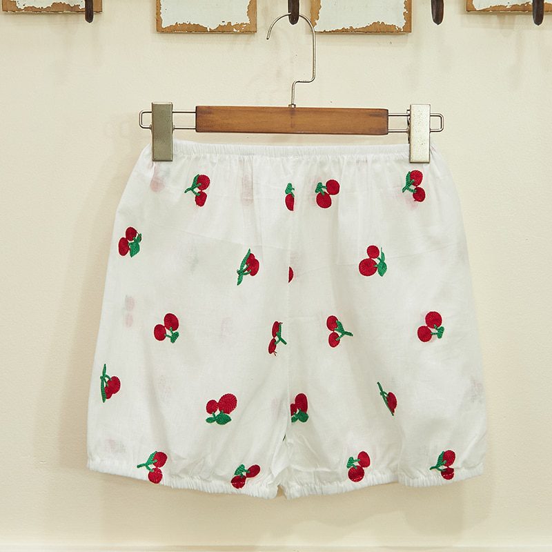 Kawaii Cherry Embroidery Knickers Women Elastic Waist Cute Lolita Safety Shorts Sweet Pumpkin Panties Girl Home Wear Short Pants