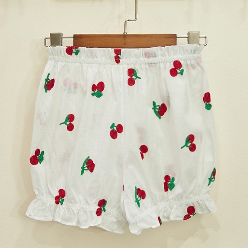 Kawaii Cherry Embroidery Knickers Women Elastic Waist Cute Lolita Safety Shorts Sweet Pumpkin Panties Girl Home Wear Short Pants