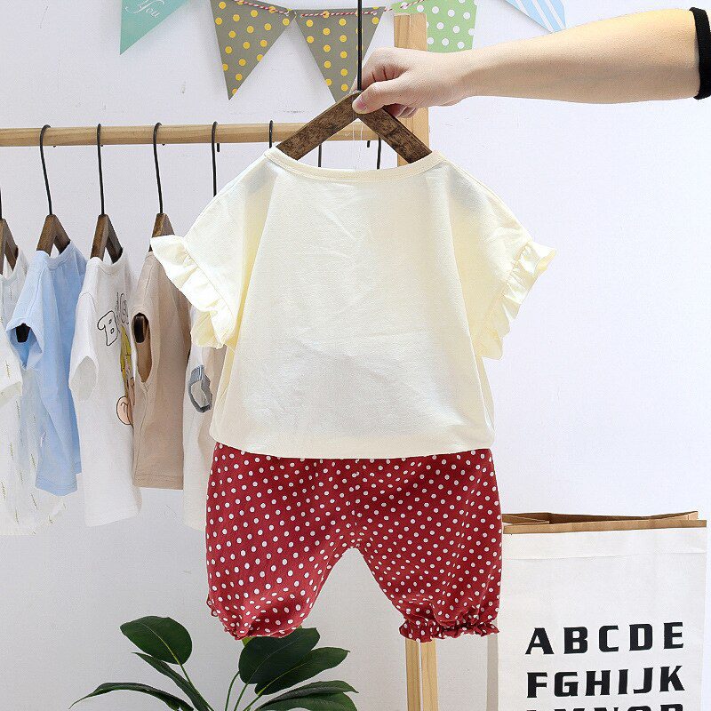 Summer Girls Clothing Sets 2021 New Baby Girls Short Sleeve Cherry T-Shirt and Casual Pants 2PCS Girls Clothes Outfits for 1-4Y