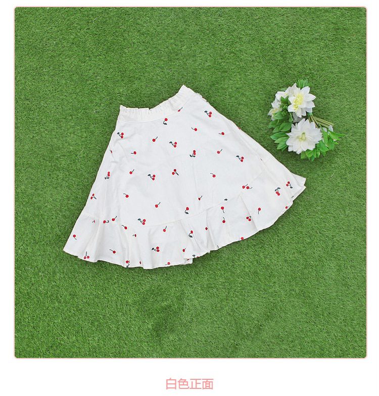 Sales Japan Liz Lisa Original Sweet Cotton Cherry Embroidery Denim Skirt Ruffles Skirts