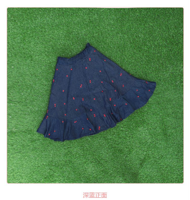 Sales Japan Liz Lisa Original Sweet Cotton Cherry Embroidery Denim Skirt Ruffles Skirts