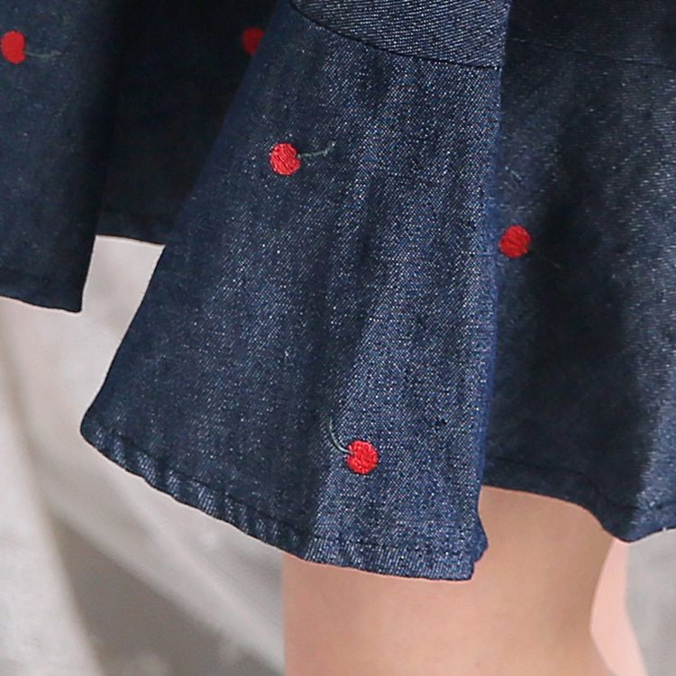 Sales Japan Liz Lisa Original Sweet Cotton Cherry Embroidery Denim Skirt Ruffles Skirts