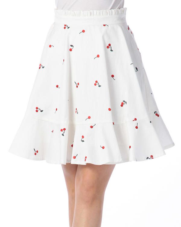 Sales Japan Liz Lisa Original Sweet Cotton Cherry Embroidery Denim Skirt Ruffles Skirts