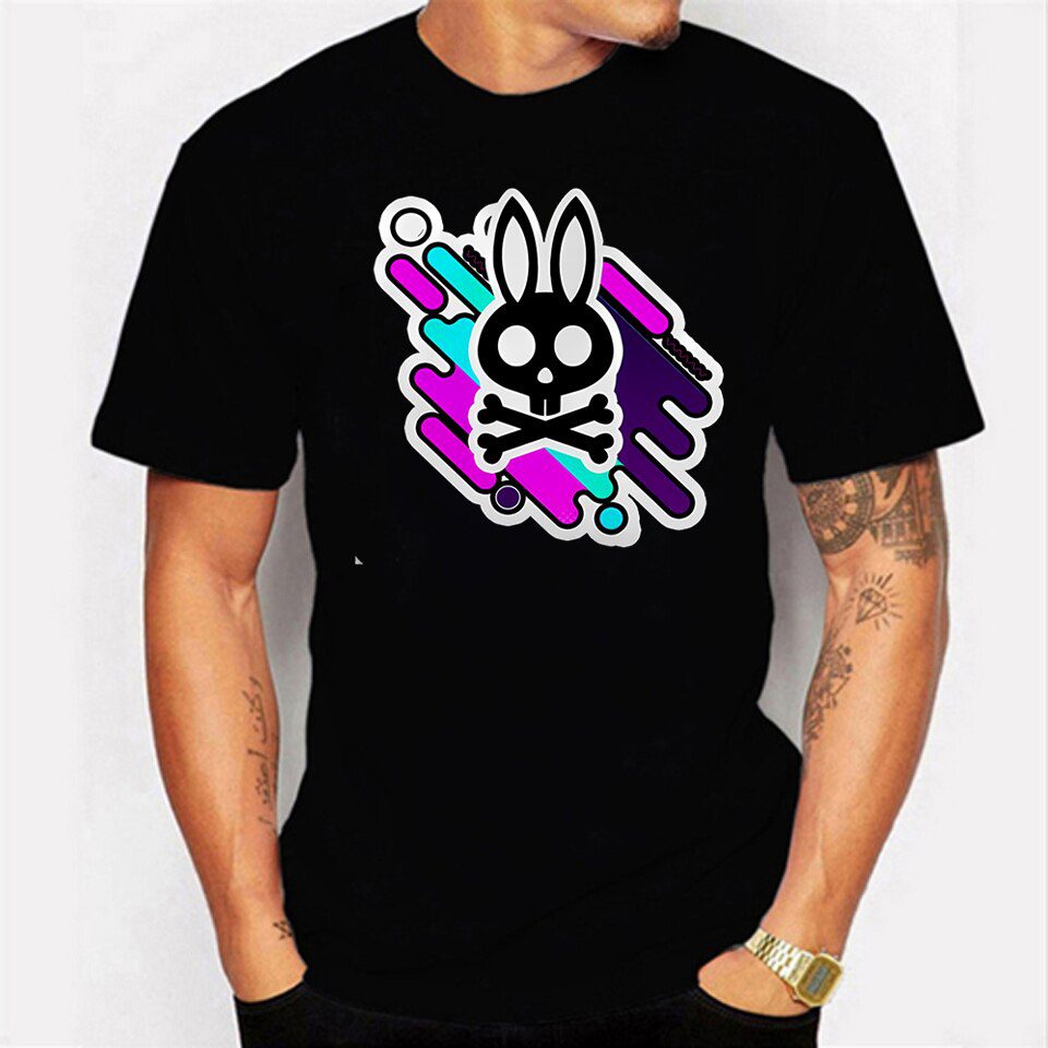 Skull Bunny Print T Shirt for Men Hip Hop Streetwear Funny Tshirt Cotton Men Tops Harajuku Tees Shirt for Male T-shirt Clothes