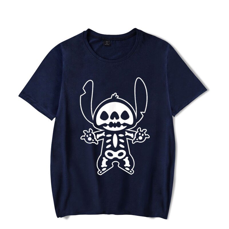 2022 Men's Printed Oversized T-shirts Short Sleeve Shirt Skull Halloween Printed Luminous Top Men's and Women's Plus Size Shirt