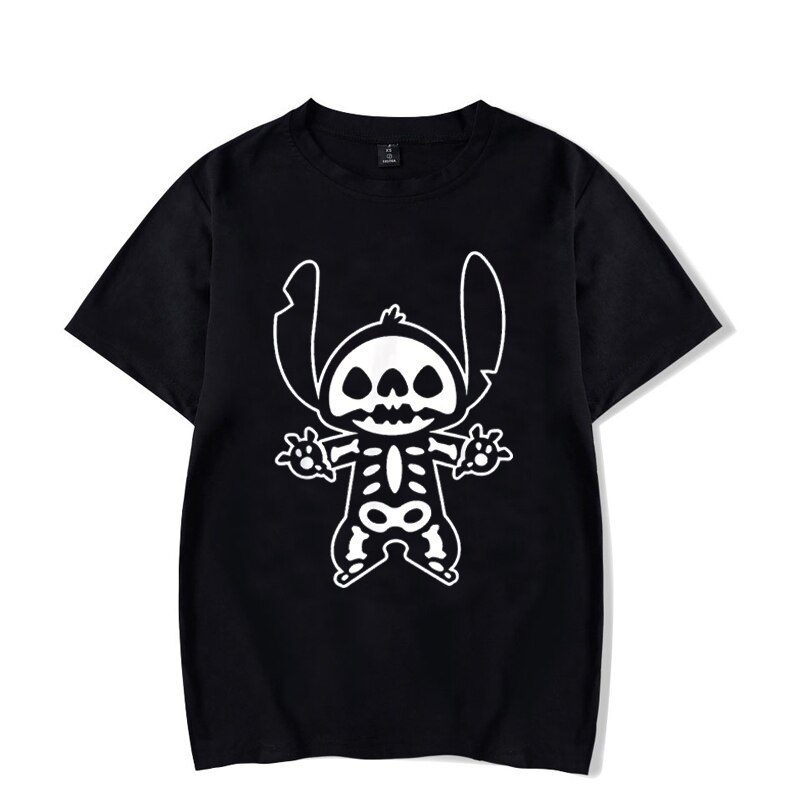 2022 Men's Printed Oversized T-shirts Short Sleeve Shirt Skull Halloween Printed Luminous Top Men's and Women's Plus Size Shirt