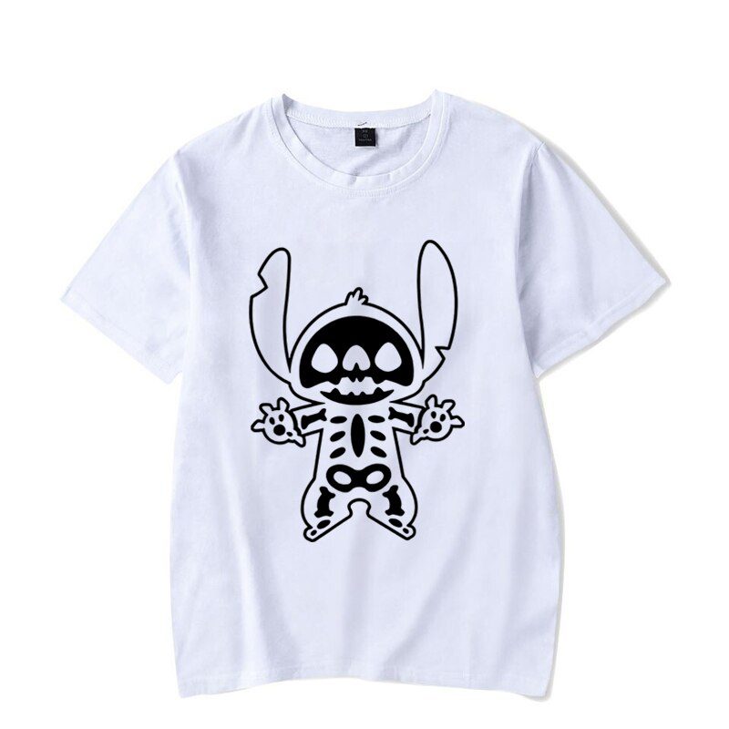 2022 Men's Printed Oversized T-shirts Short Sleeve Shirt Skull Halloween Printed Luminous Top Men's and Women's Plus Size Shirt