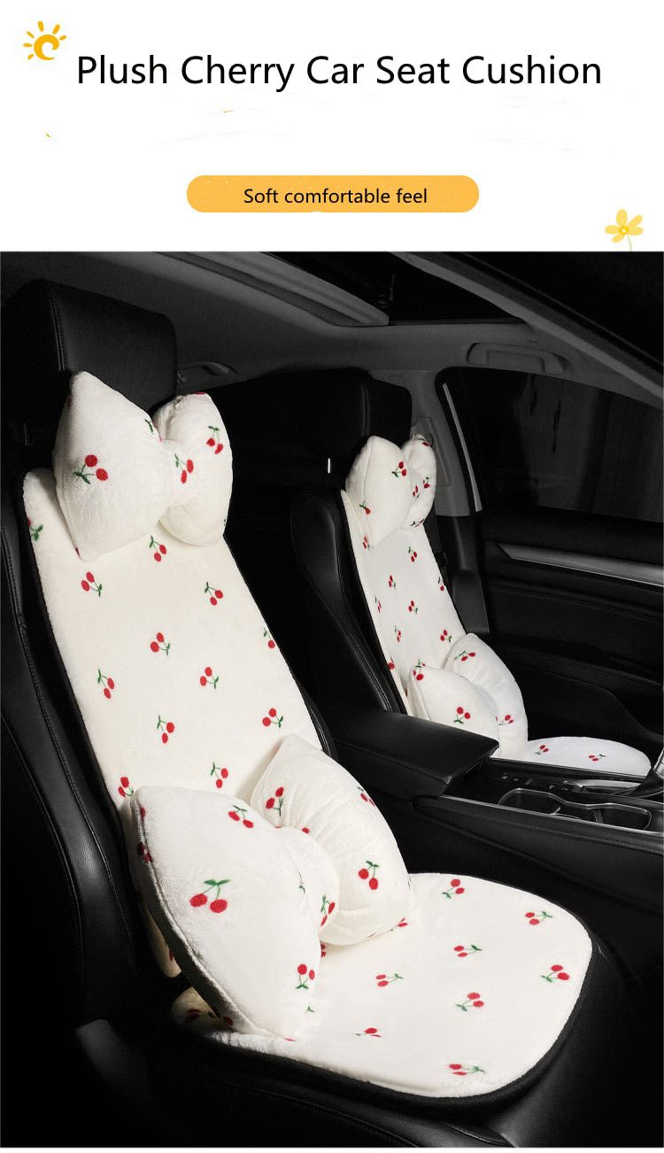 Hgh Quality Plush Cherry Car Interior Decorations Fashion Universal Winter Plush Car Seat Cushion Cover