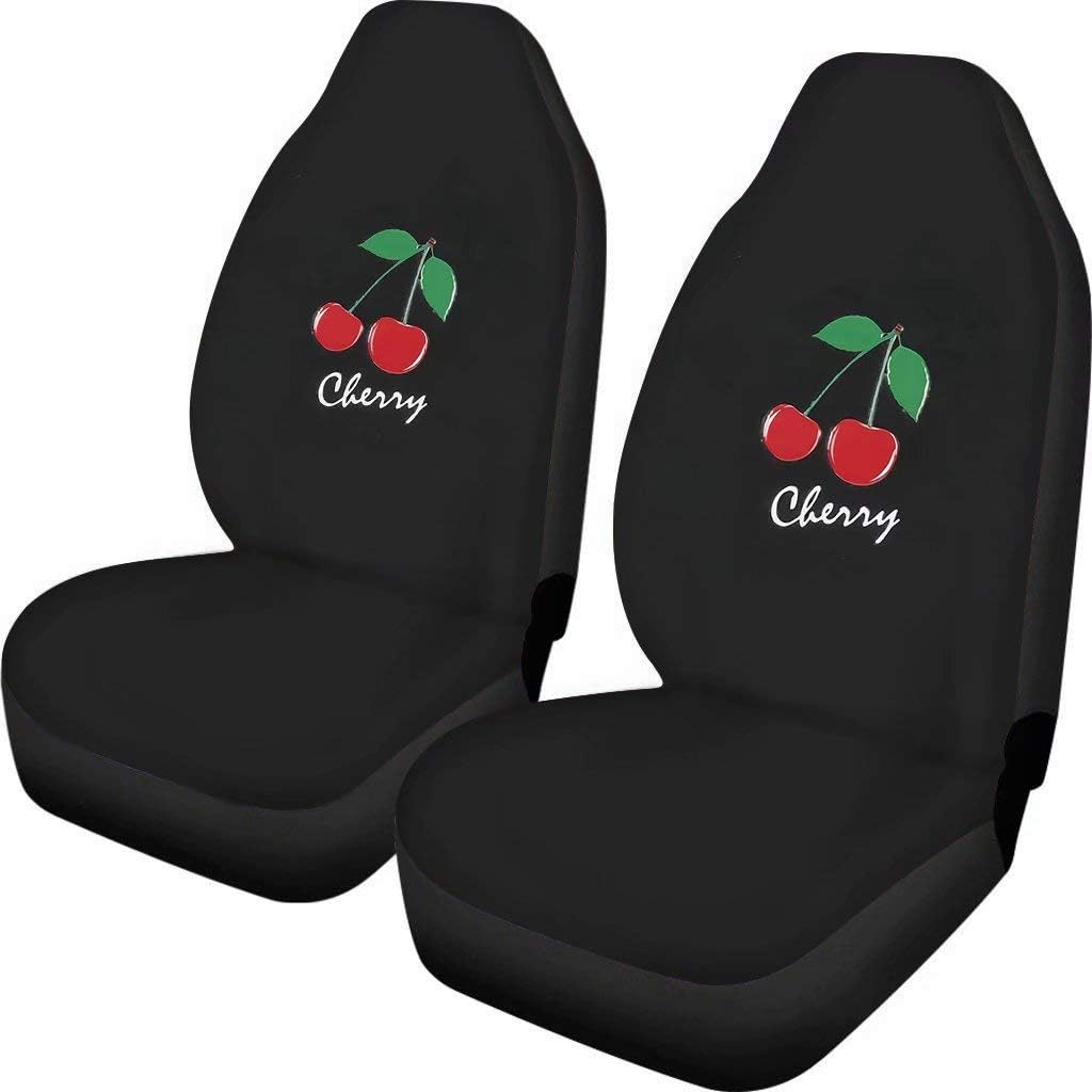 Adorable Cherry Print Car Seat Covers Vehicles Soft Durable Auto Accessories Decorations Black Universal Fit Dustproof