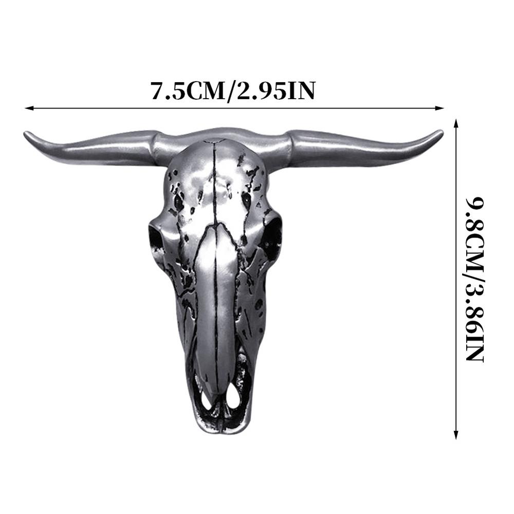 Camping Survival Cow Skull Folding Cutter Faux Taxidermy Carved Texas Longhorn Car Decoration Belt Buckle Pendant Survival Tool