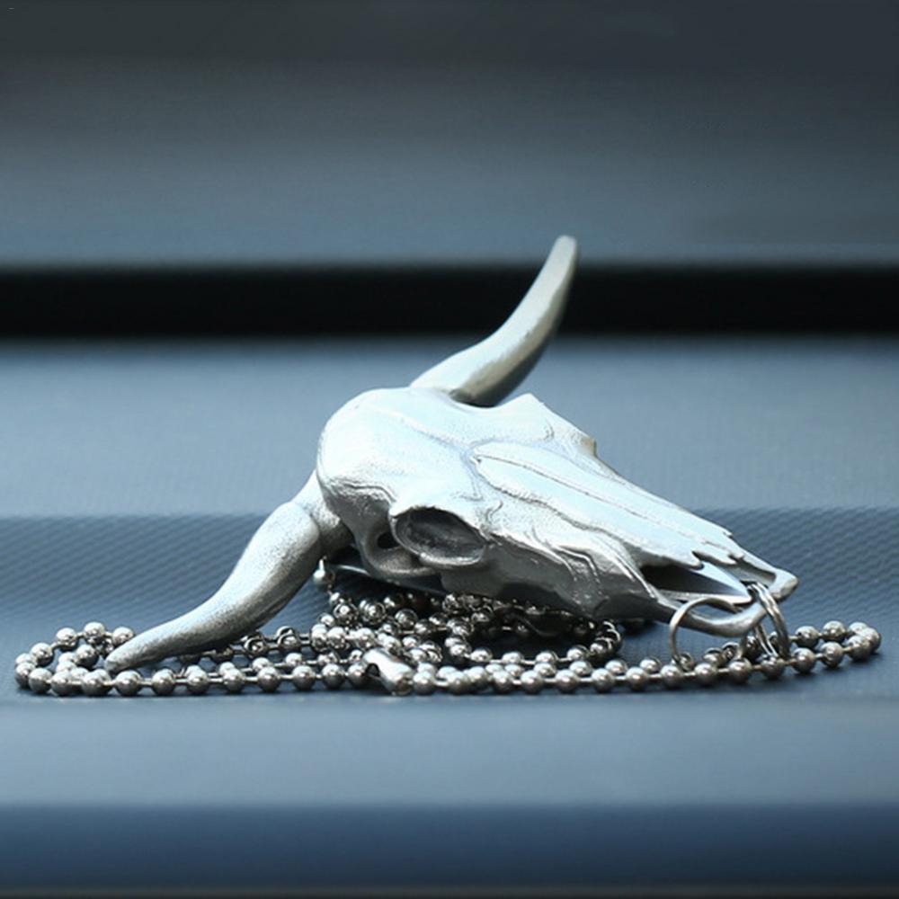 Camping Survival Cow Skull Folding Cutter Faux Taxidermy Carved Texas Longhorn Car Decoration Belt Buckle Pendant Survival Tool