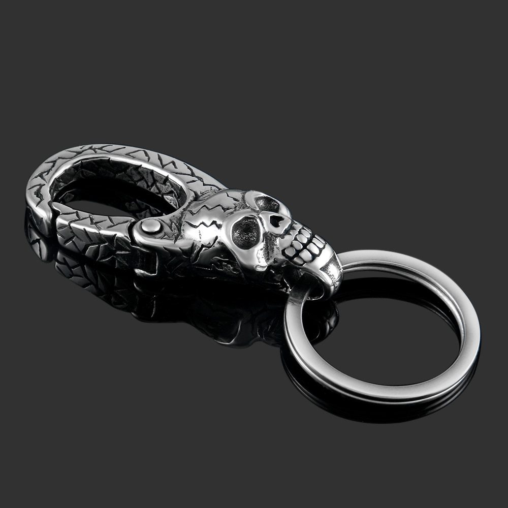 OMKAIMING 2021 Fashion 304 Stainless Steel Skull Style Keychain For Men Women Creative Key Holder Rings Portable Accessory