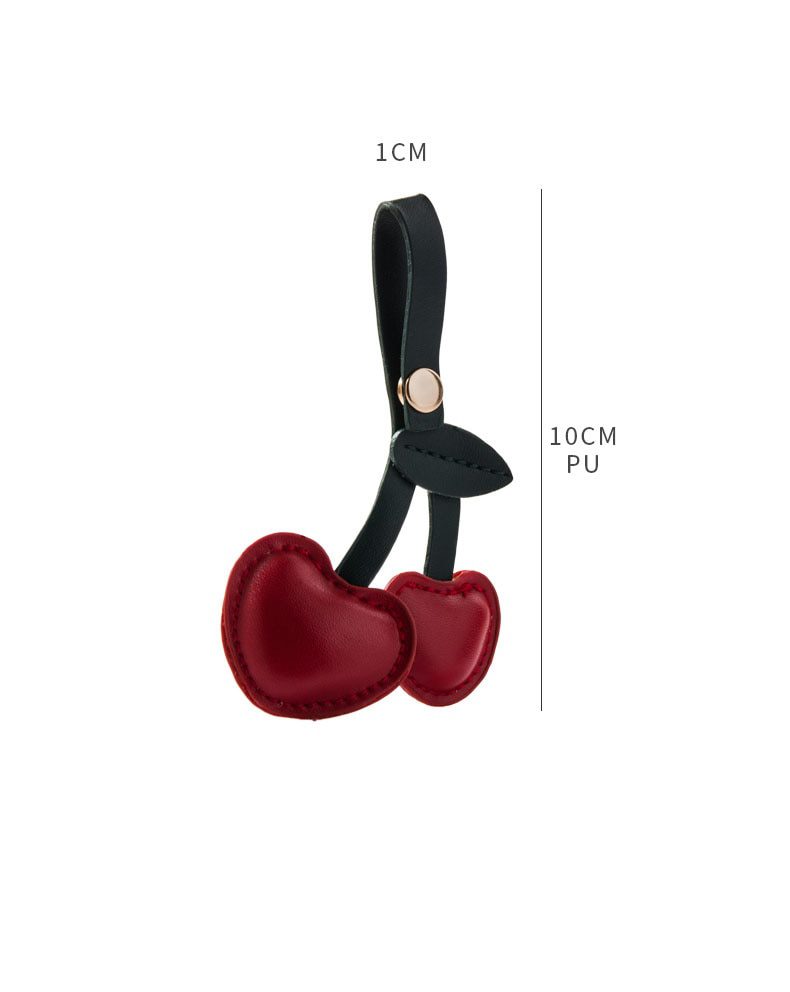 Creative small cherry key chain pastoral style leather fruit key chain pendant bag pendant car key chain ring small accessories