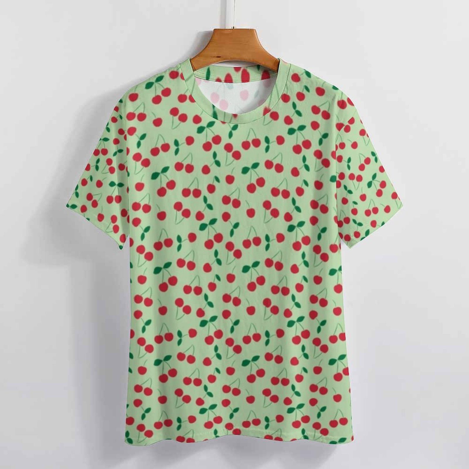 Cute Cherry Print T Shirt Retro Fruit Cool T-Shirts Men Funny Tee Shirt Premium Short Sleeves Graphic Tees Big Size 5XL 6XL