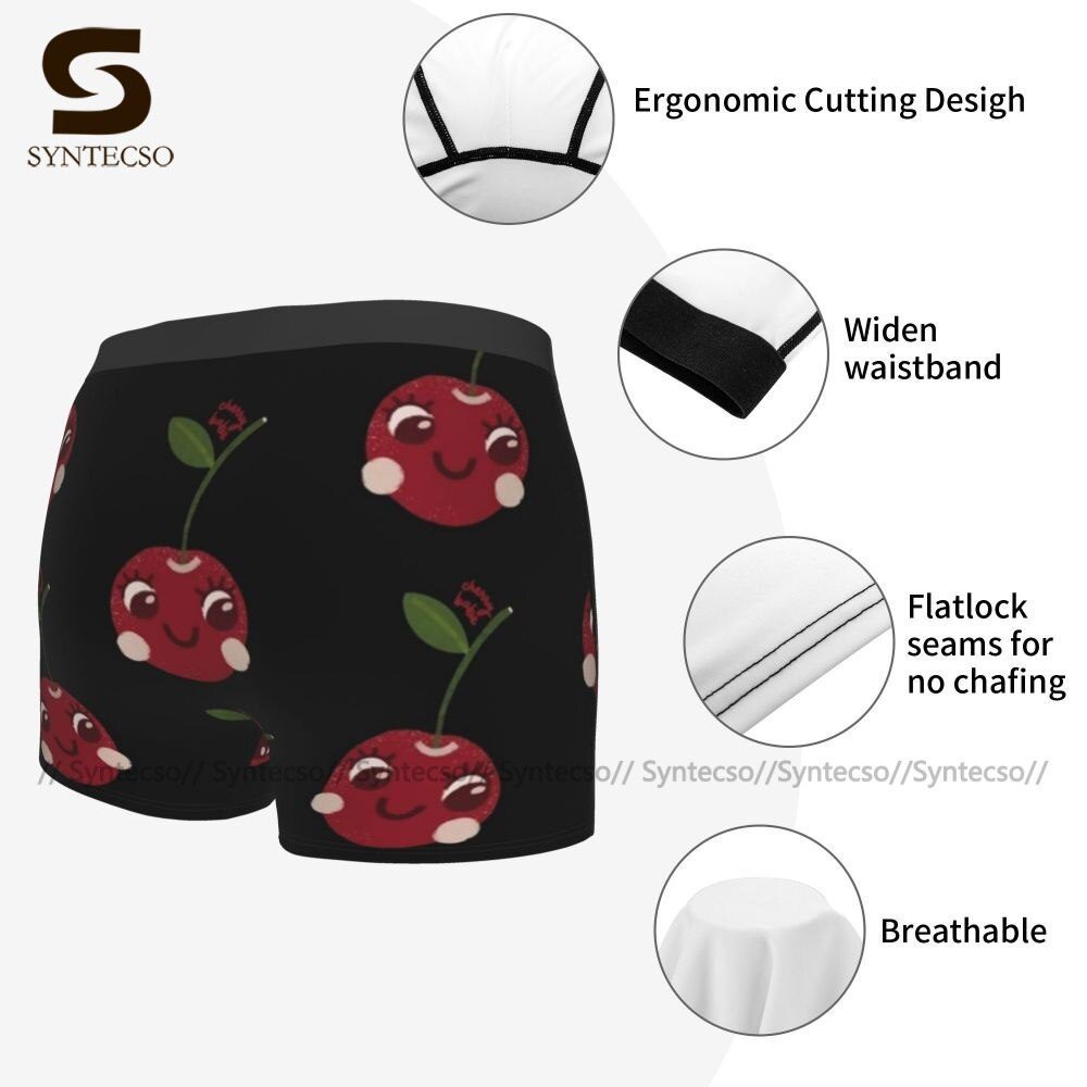 Cherry Underwear Breathable Hot Print Trunk Polyester Pouch Men Boxer Brief