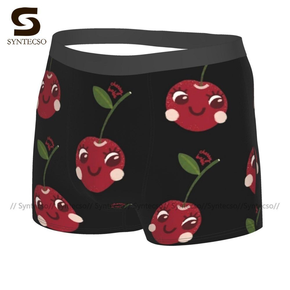 Cherry Underwear Breathable Hot Print Trunk Polyester Pouch Men Boxer Brief