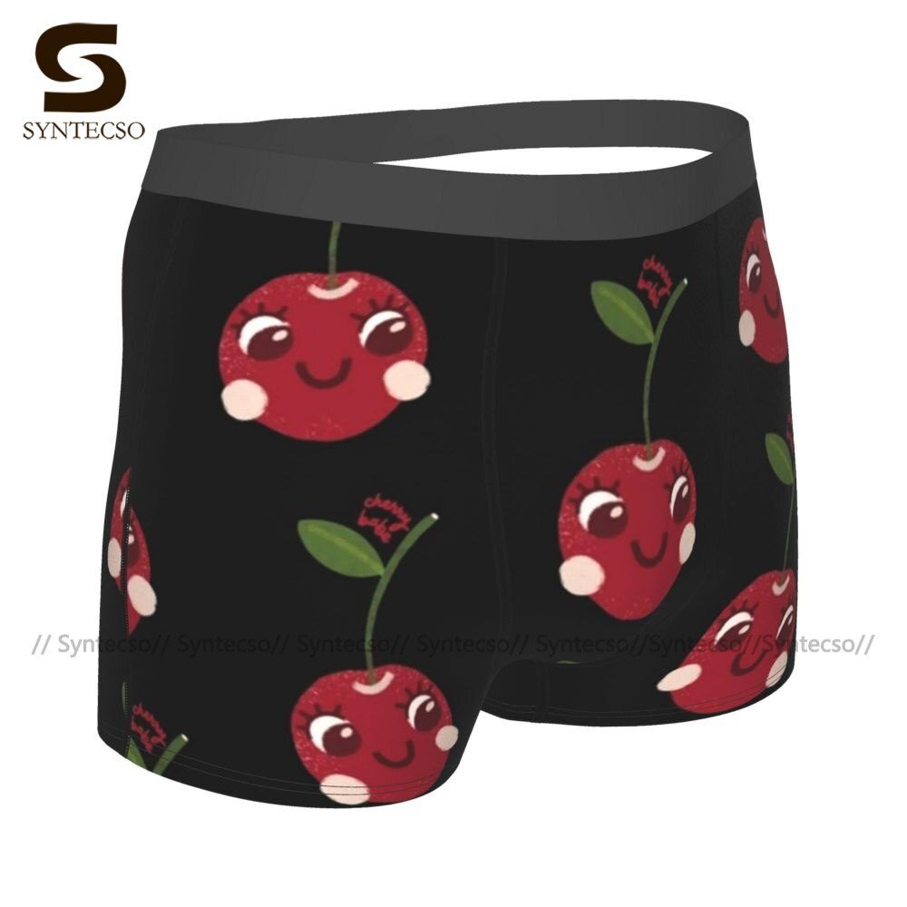 Cherry Underwear Breathable Hot Print Trunk Polyester Pouch Men Boxer Brief