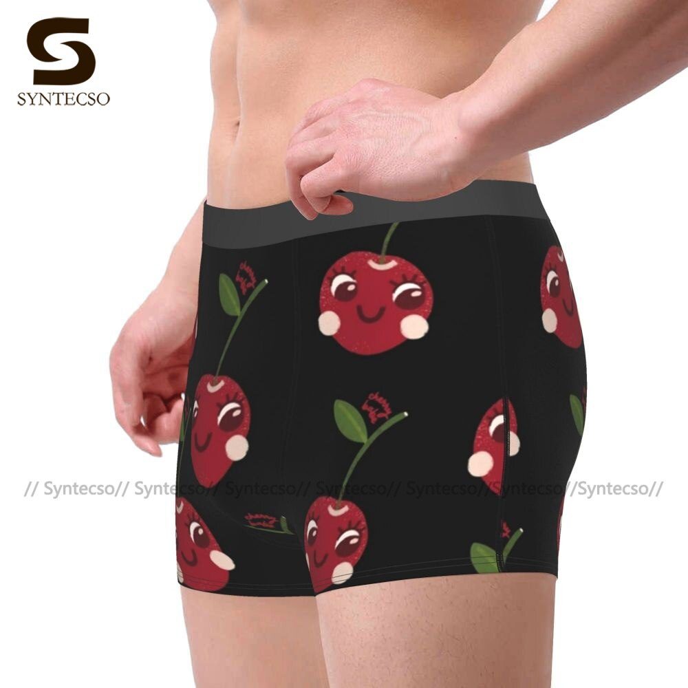 Cherry Underwear Breathable Hot Print Trunk Polyester Pouch Men Boxer Brief