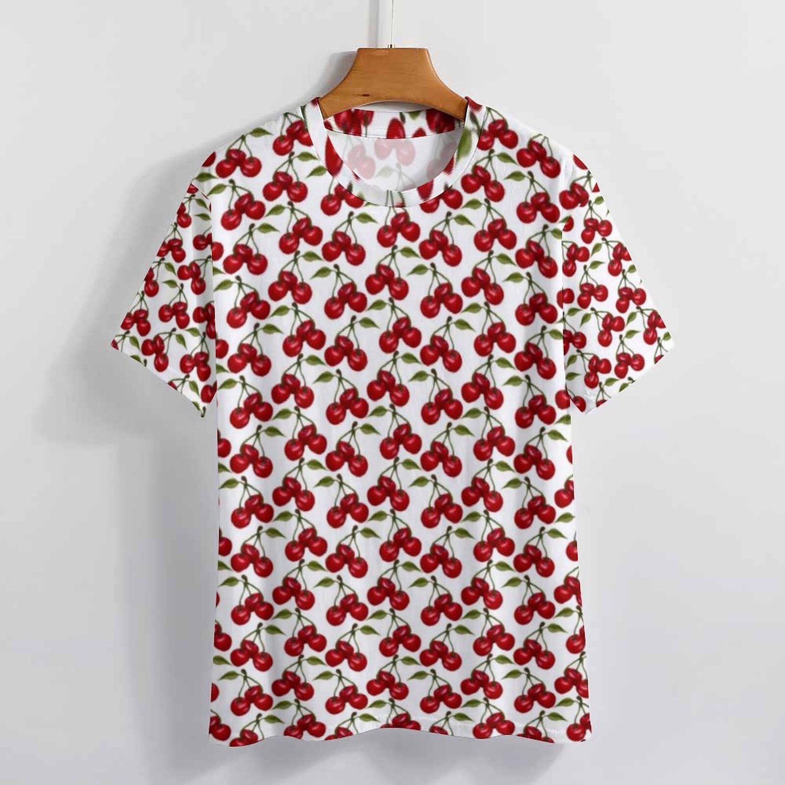 Fruit Print T Shirt Pretty Red Cherry Men Novelty T-Shirts Original Graphic Tee Shirt Short-Sleeve Streetwear Plus Size Tops