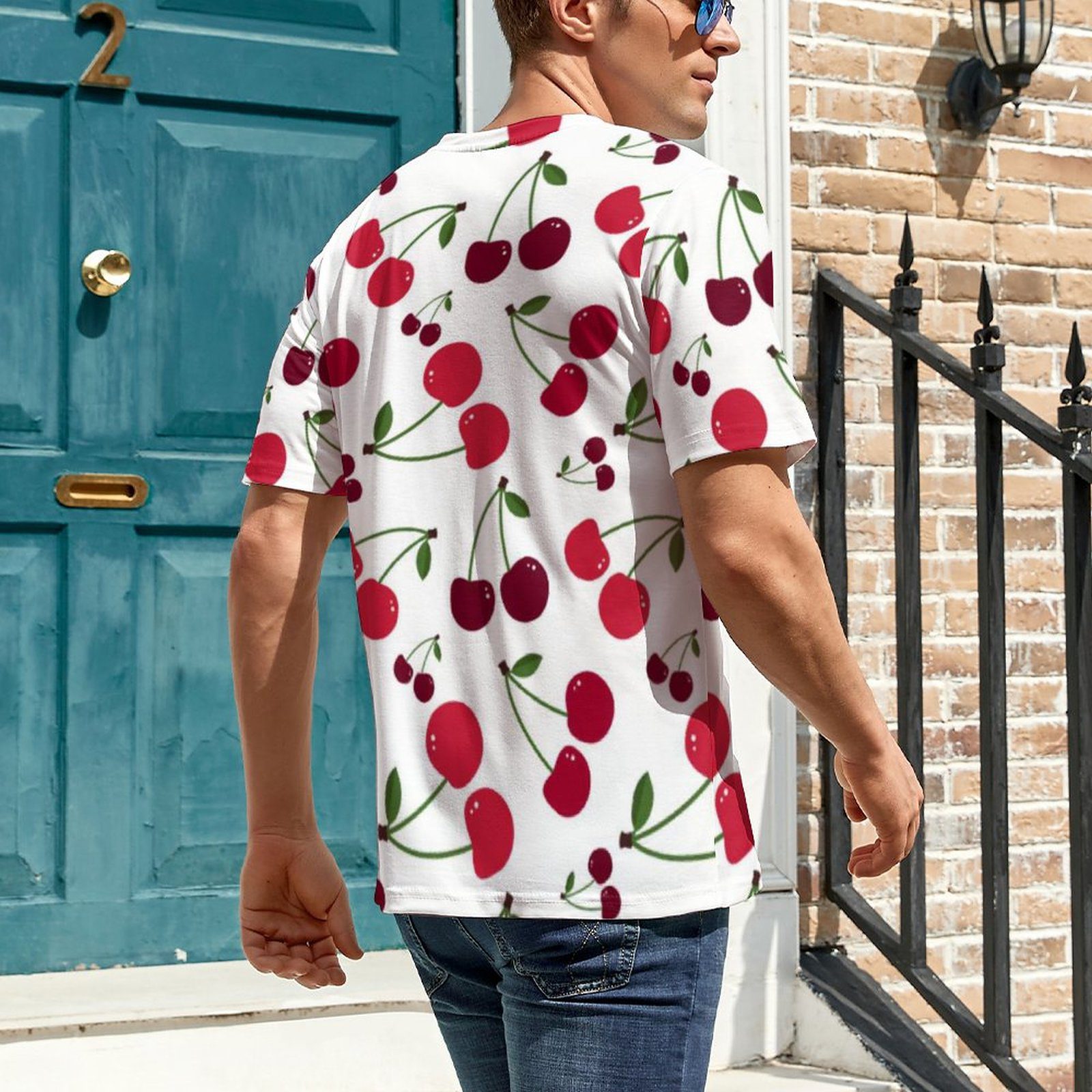 Fresh Fruit Print T Shirt Cute Cherry Pattern Popular T Shirts Man Streetwear Tshirt Summer Short-Sleeved Graphic Tops Plus Size