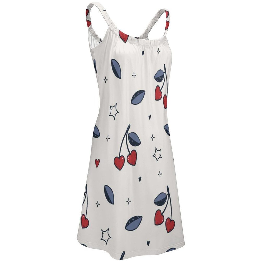 Cherry Cherries Dress Suspender Fruit Pattern Day Dresses Hot Sale Female Comfortable Sexy Women Elegant Summer One-Piece Dress