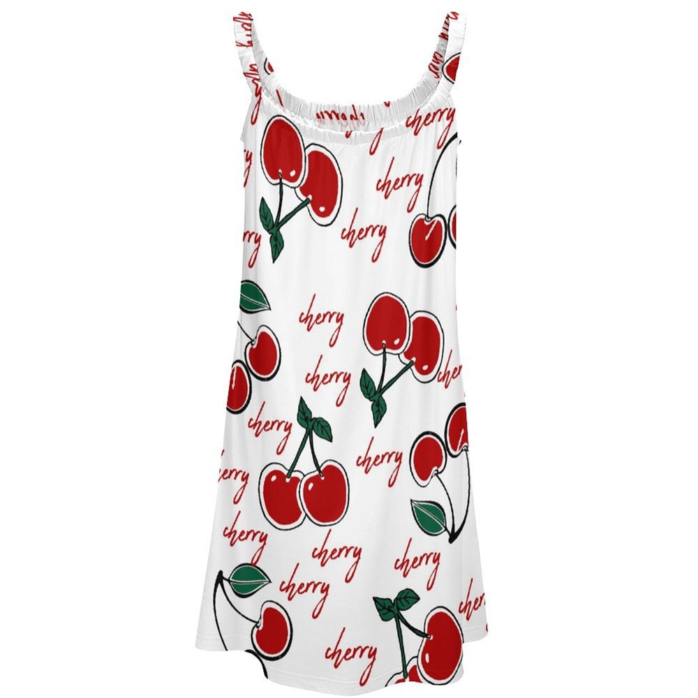 Cherry Cherries Dress Suspender Fruit Pattern Day Dresses Hot Sale Female Comfortable Sexy Women Elegant Summer One-Piece Dress