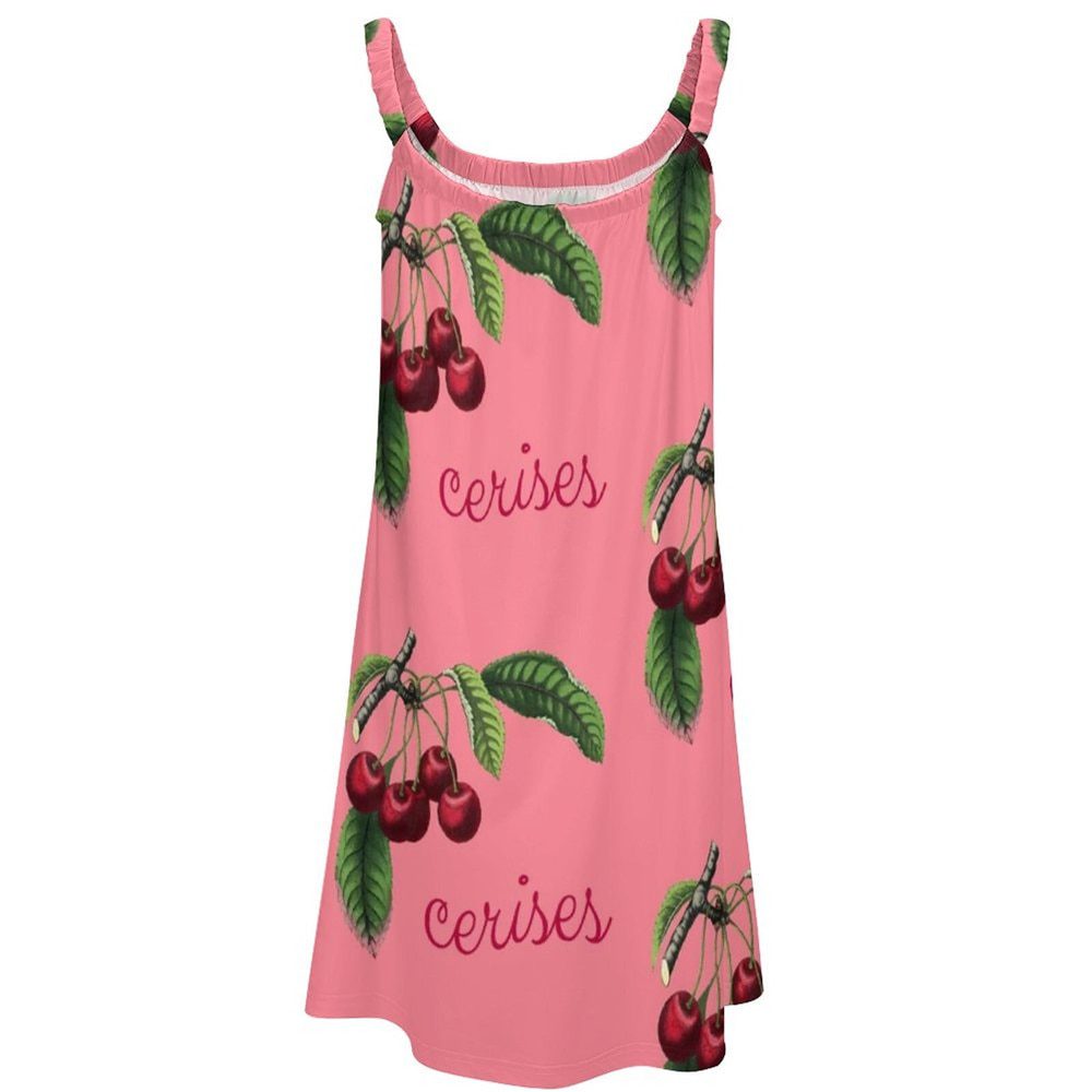 Cherry Cherries Dress Suspender Fruit Pattern Day Dresses Hot Sale Female Comfortable Sexy Women Elegant Summer One-Piece Dress