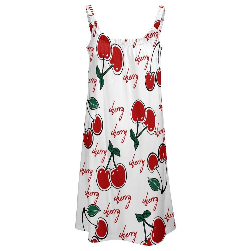 Cherry Cherries Dress Suspender Fruit Pattern Day Dresses Hot Sale Female Comfortable Sexy Women Elegant Summer One-Piece Dress