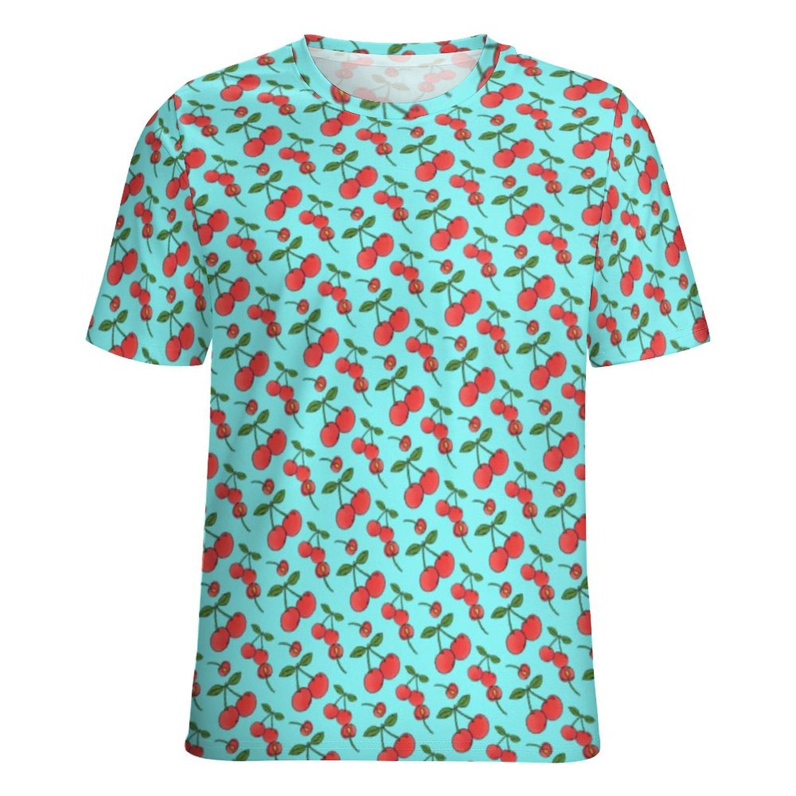Retro Cherry T-Shirt Vintage Fruit Print Pretty T-Shirts Short-Sleeve Classic Tee Shirt Summer Custom Top Tees Large Size