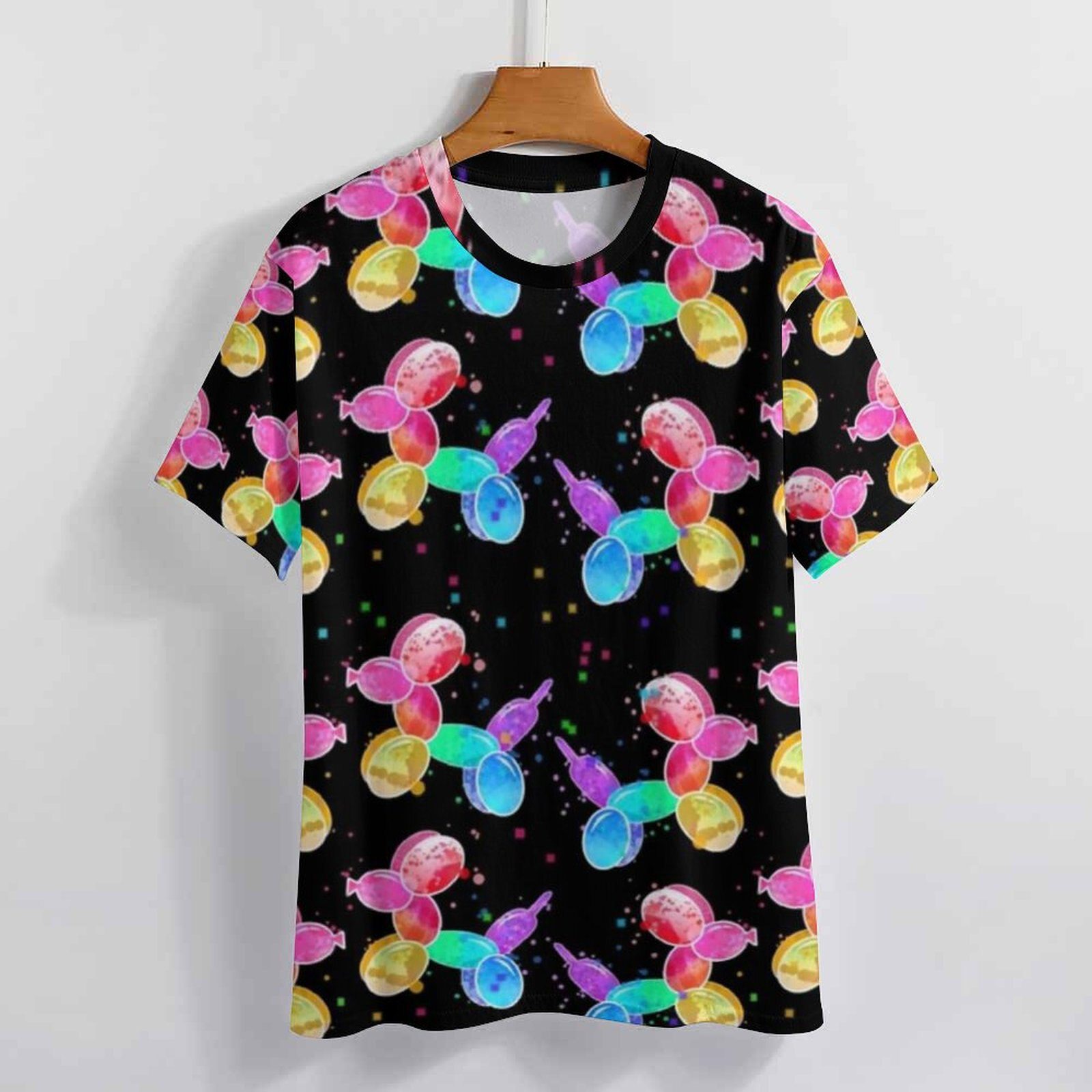 Rainbow Animal T-Shirts Balloon Dogs Print Korean Fashion T Shirt Short Sleeve Hip Hop Oversized Tee Shirt Summer Clothes Gift