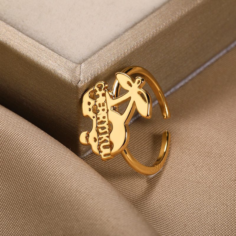 Gold Color Stainless Steel Skull Letter Opening Man Ring for Woman Man And Woman Independence Individuality Party Jewelry