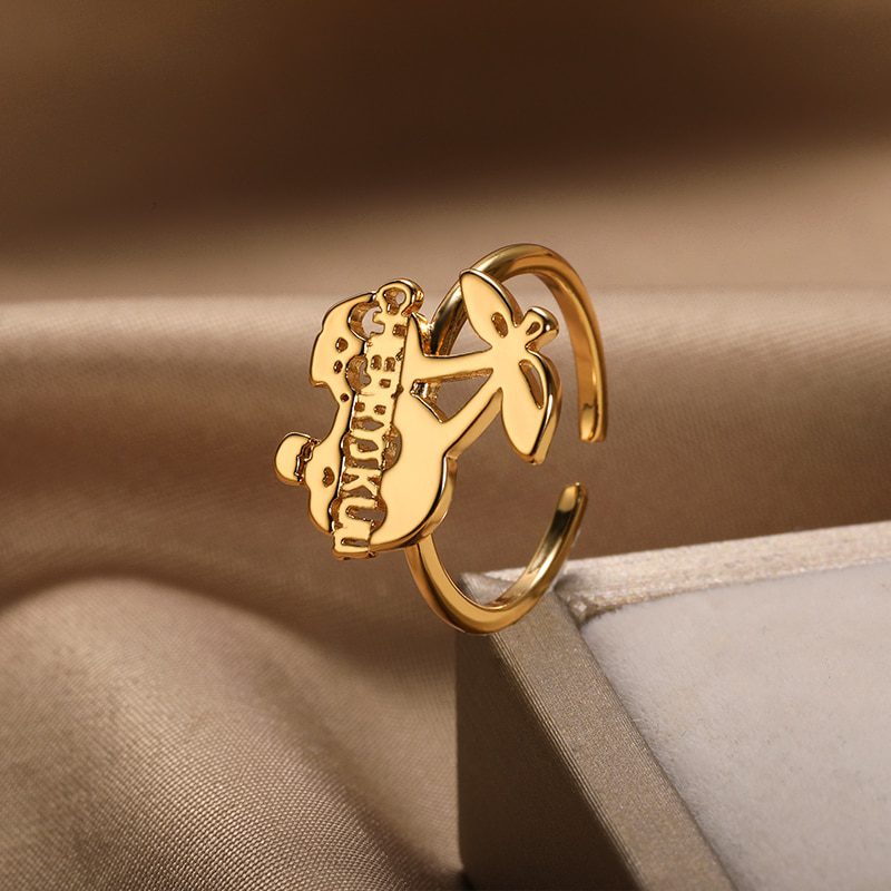 Gold Color Stainless Steel Skull Letter Opening Man Ring for Woman Man And Woman Independence Individuality Party Jewelry