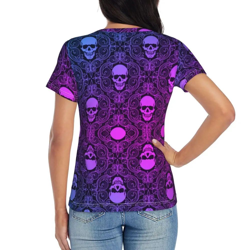 cherry Skull T Shirt Kawaii Y2K O Neck T Shirts Short Sleeve Tops