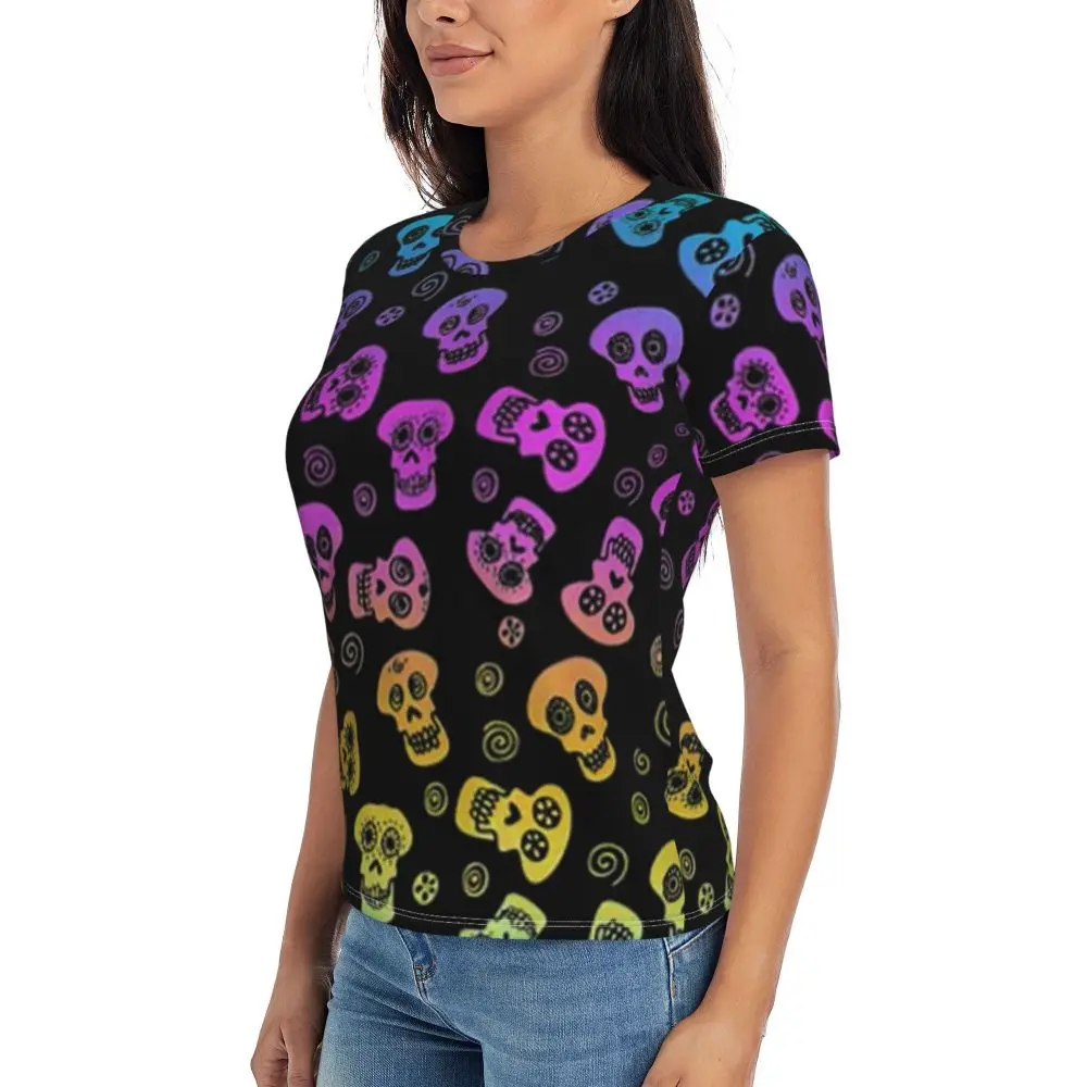 cherry Skull T Shirt Kawaii Y2K O Neck T Shirts Short Sleeve Tops