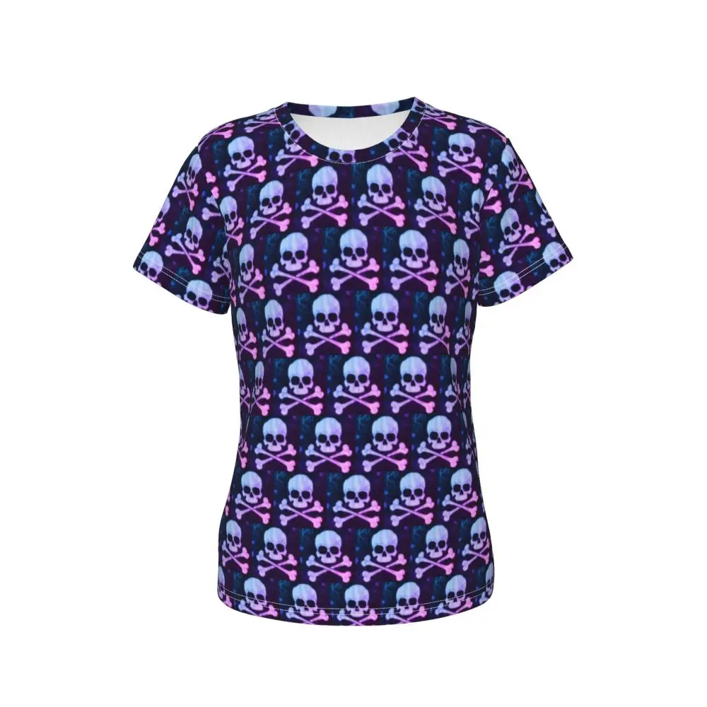 cherry Skull T Shirt Kawaii Y2K O Neck T Shirts Short Sleeve Tops