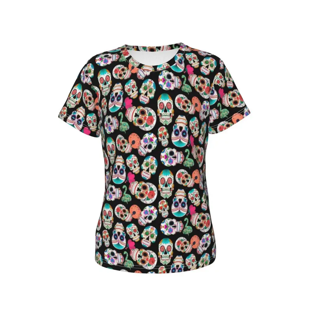 cherry Skull T Shirt Kawaii Y2K O Neck T Shirts Short Sleeve Tops