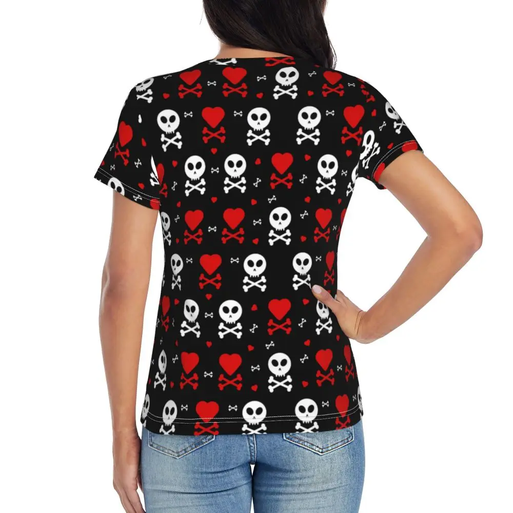 cherry Skull T Shirt Kawaii Y2K O Neck T Shirts Short Sleeve Tops