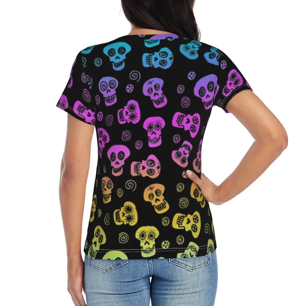 cherry Skull T Shirt Kawaii Y2K O Neck T Shirts Short Sleeve Tops