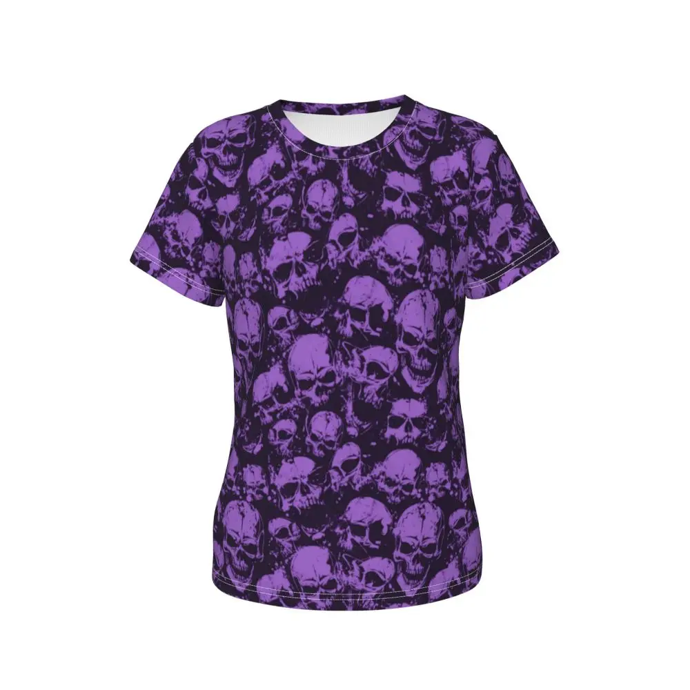 cherry Skull T Shirt Kawaii Y2K O Neck T Shirts Short Sleeve Tops