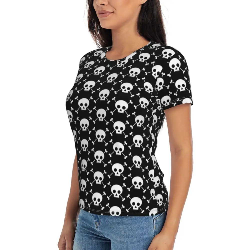 cherry Skull T Shirt Kawaii Y2K O Neck T Shirts Short Sleeve Tops