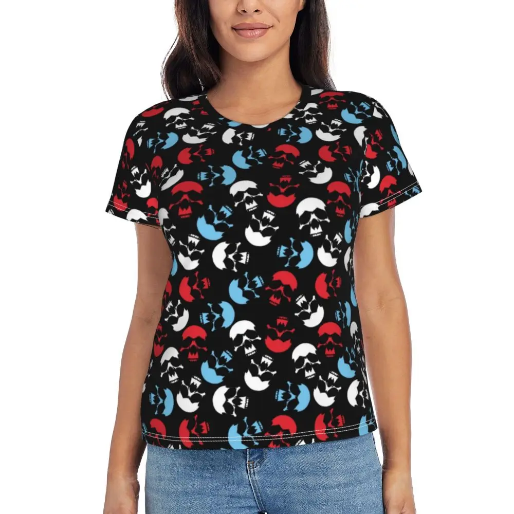 cherry Skull T Shirt Kawaii Y2K O Neck T Shirts Short Sleeve Tops