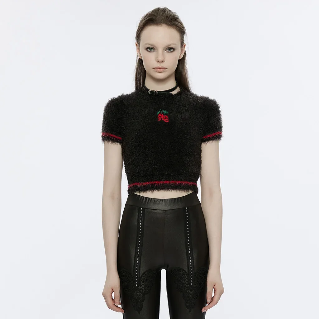 Cherry Skull Embroidered Short Sweater + Gothic Arm Sleeves