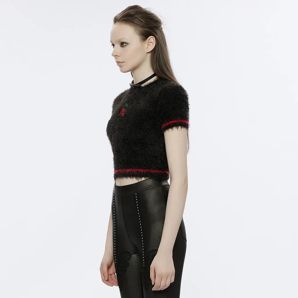 Cherry Skull Embroidered Short Sweater + Gothic Arm Sleeves